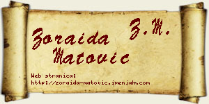 Zoraida Matović vizit kartica